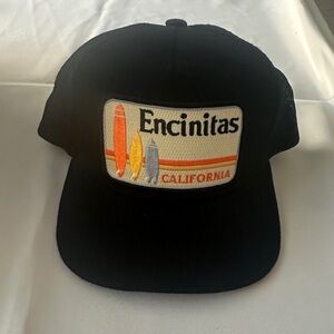 Brand New No Tags Encinitas California Black Trucker Hat